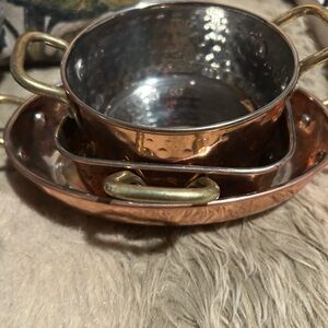 Copper plated and Silver Hammered Serving Dishes ( small )